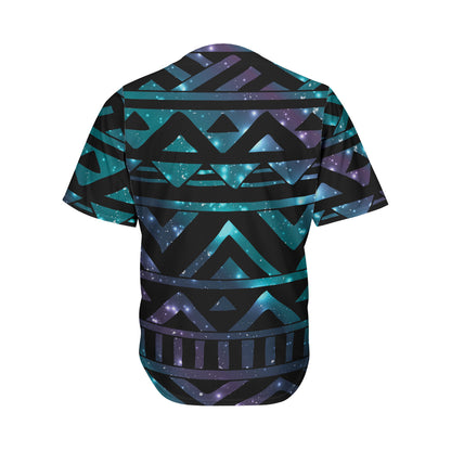 Aztec Tribal Galaxy Pattern Print Men's Baseball Jersey