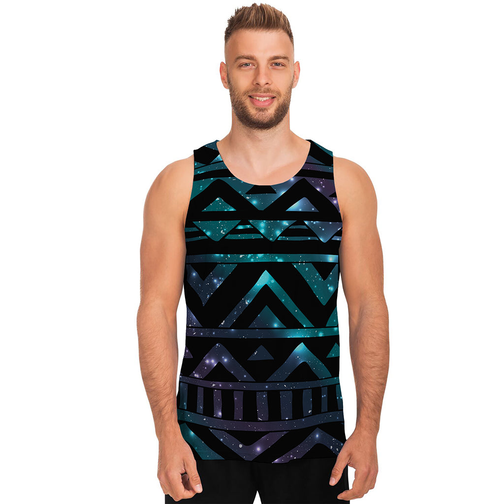 Aztec Tribal Galaxy Pattern Print Men's Tank Top