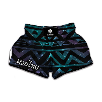 Aztec Tribal Galaxy Pattern Print Muay Thai Boxing Shorts