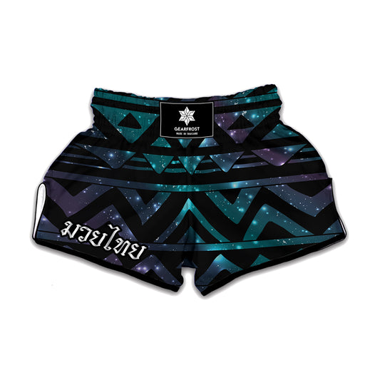 Aztec Tribal Galaxy Pattern Print Muay Thai Boxing Shorts