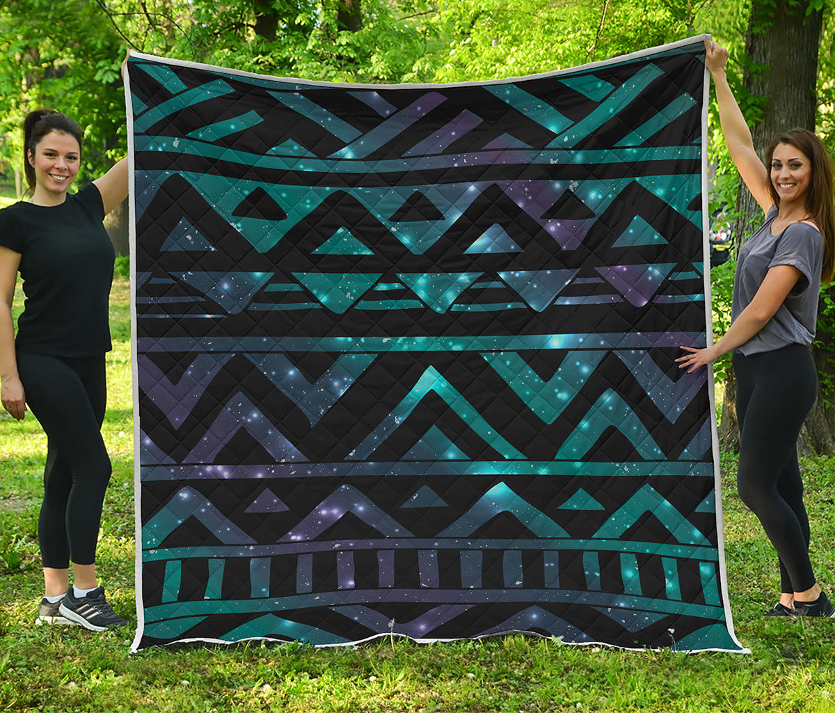 Aztec Tribal Galaxy Pattern Print Quilt