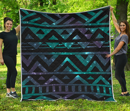 Aztec Tribal Galaxy Pattern Print Quilt