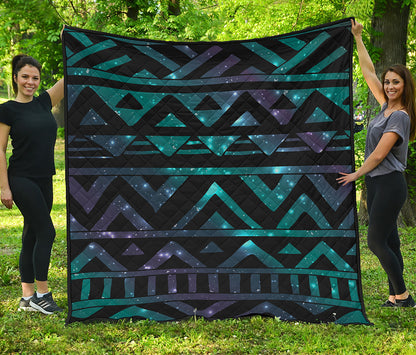 Aztec Tribal Galaxy Pattern Print Quilt