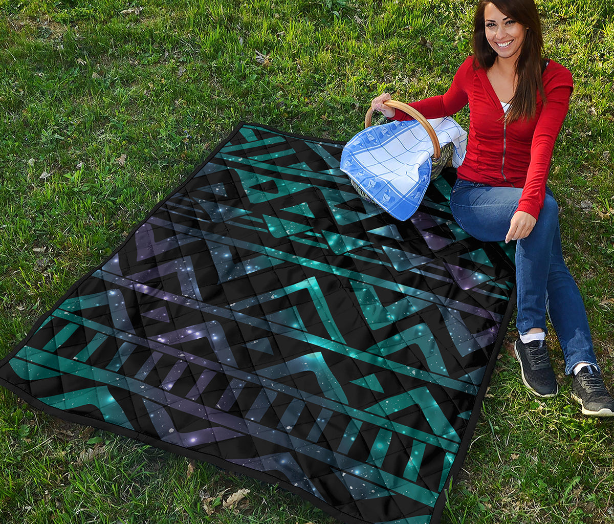 Aztec Tribal Galaxy Pattern Print Quilt