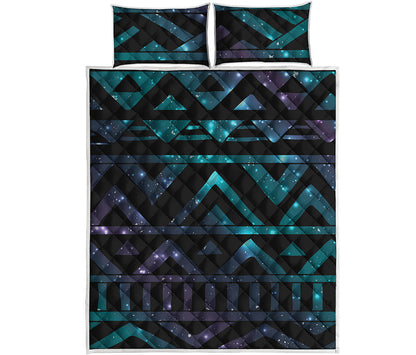 Aztec Tribal Galaxy Pattern Print Quilt Bed Set