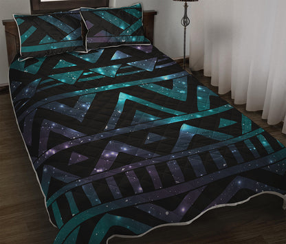 Aztec Tribal Galaxy Pattern Print Quilt Bed Set