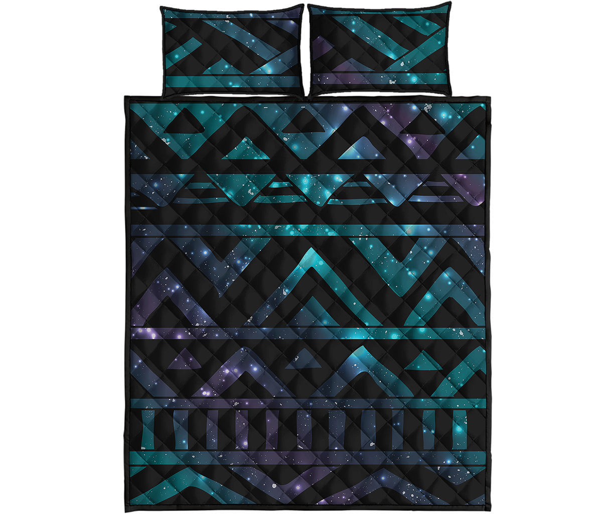 Aztec Tribal Galaxy Pattern Print Quilt Bed Set