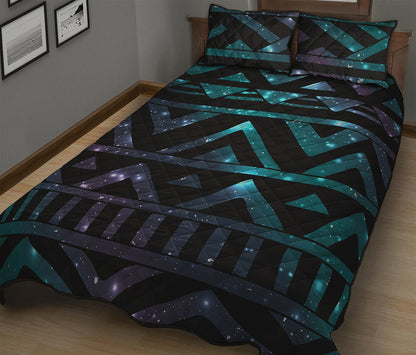 Aztec Tribal Galaxy Pattern Print Quilt Bed Set