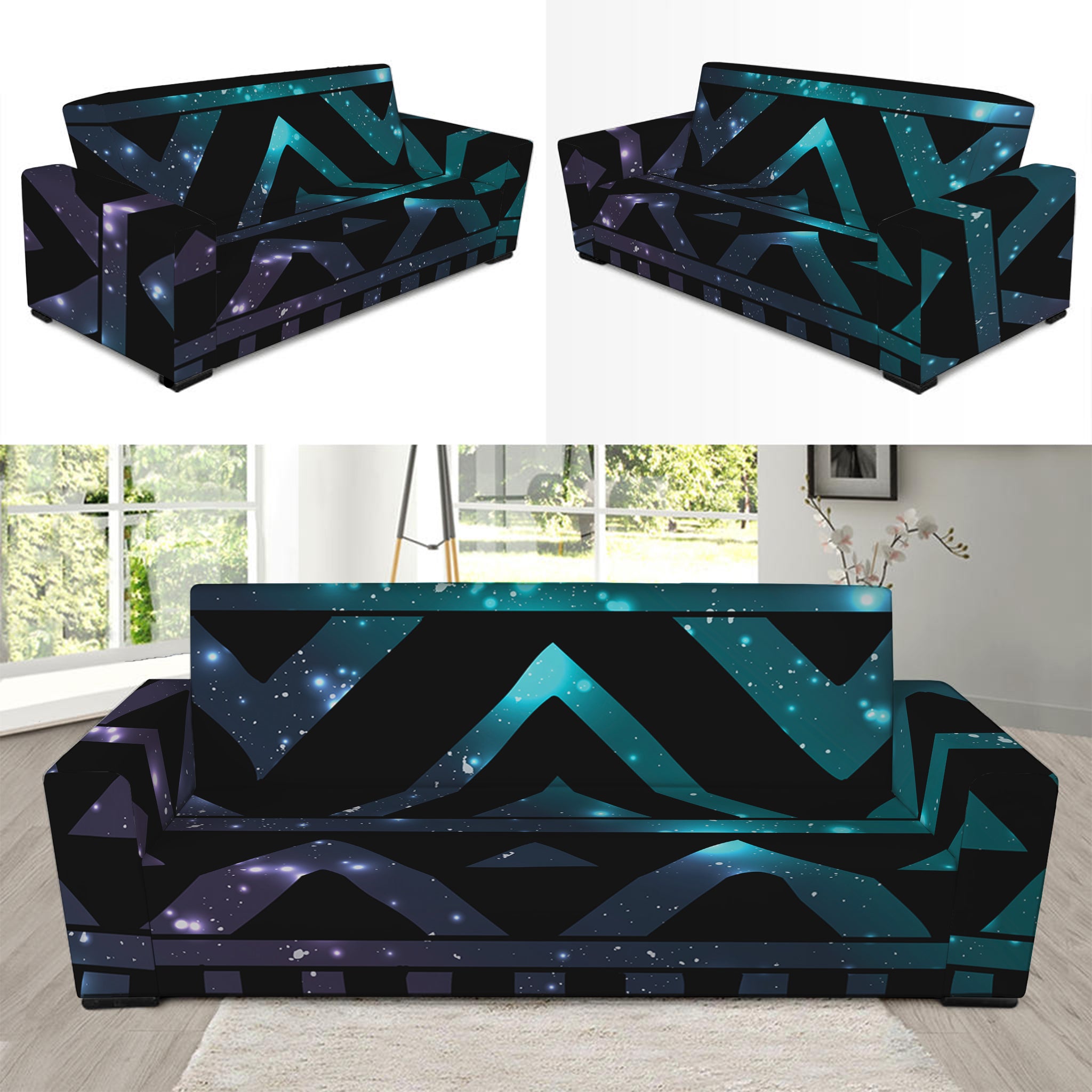 Aztec Tribal Galaxy Pattern Print Sofa Slipcover