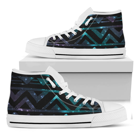 Aztec Tribal Galaxy Pattern Print White High Top Shoes