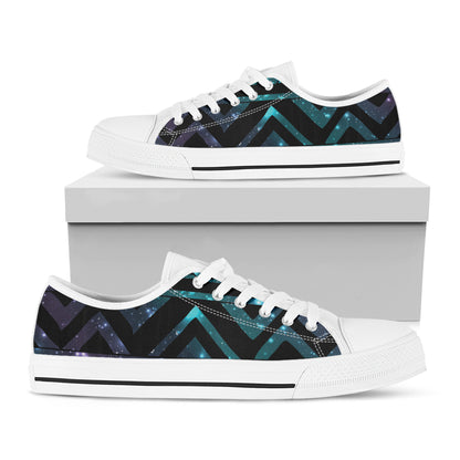 Aztec Tribal Galaxy Pattern Print White Low Top Shoes