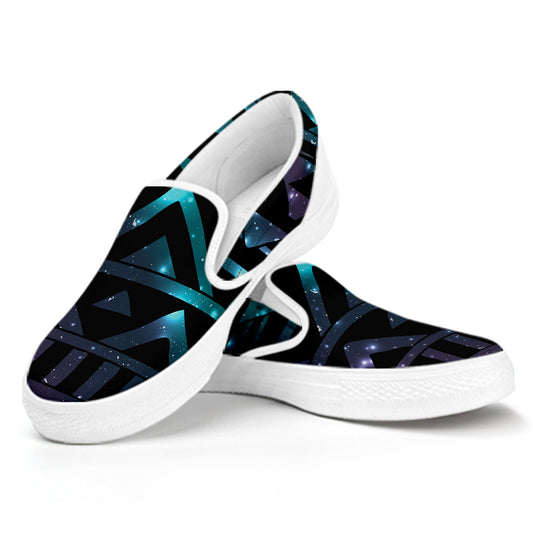 Aztec Tribal Galaxy Pattern Print White Slip On Shoes