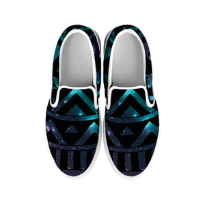 Aztec Tribal Galaxy Pattern Print White Slip On Shoes