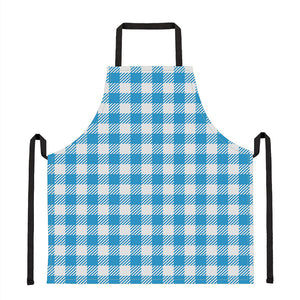 Azure Blue And White Gingham Print Apron