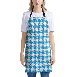 Azure Blue And White Gingham Print Apron