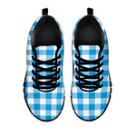 Azure Blue And White Gingham Print Black Sneakers