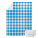 Azure Blue And White Gingham Print Blanket
