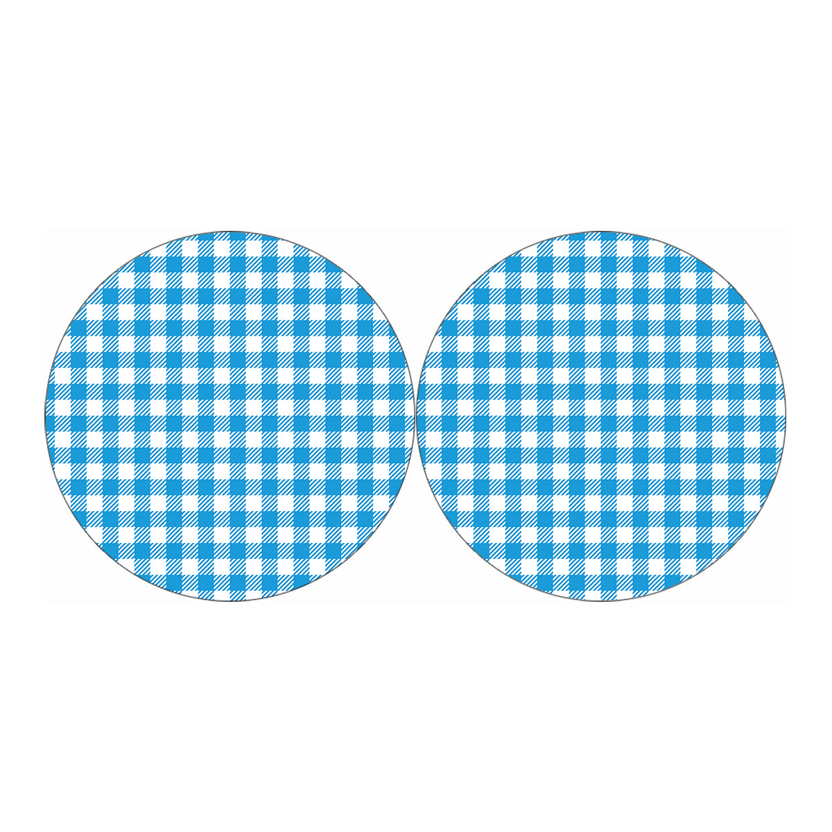 Azure Blue And White Gingham Print Car Coasters
