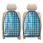 Azure Blue And White Gingham Print Car Seat Organizers