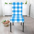 Azure Blue And White Gingham Print Dining Chair Slipcover