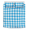 Azure Blue And White Gingham Print Duvet Cover Bedding Set