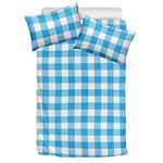 Azure Blue And White Gingham Print Duvet Cover Bedding Set