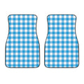 Azure Blue And White Gingham Print Front Car Floor Mats