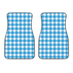 Azure Blue And White Gingham Print Front Car Floor Mats