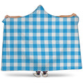 Azure Blue And White Gingham Print Hooded Blanket