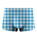 Azure Blue And White Gingham Print Men's Boxer Briefs