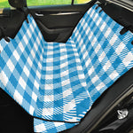 Azure Blue And White Gingham Print Pet Car Back Seat Cover