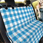 Azure Blue And White Gingham Print Pet Car Back Seat Cover