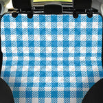 Azure Blue And White Gingham Print Pet Car Back Seat Cover