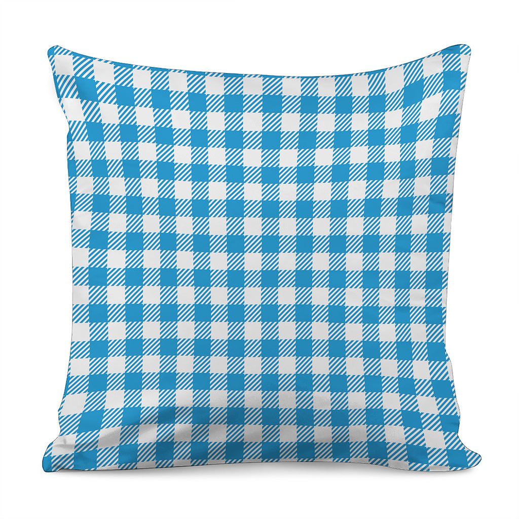 Azure Blue And White Gingham Print Pillow Cover