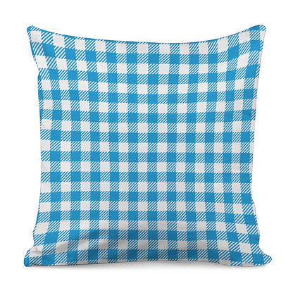 Azure Blue And White Gingham Print Pillow Cover