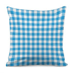 Azure Blue And White Gingham Print Pillow Cover