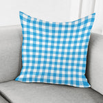 Azure Blue And White Gingham Print Pillow Cover