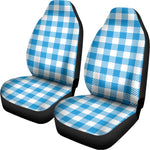 Azure Blue And White Gingham Print Universal Fit Car Seat Covers