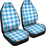 Azure Blue And White Gingham Print Universal Fit Car Seat Covers