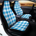 Azure Blue And White Gingham Print Universal Fit Car Seat Covers