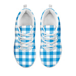 Azure Blue And White Gingham Print White Sneakers