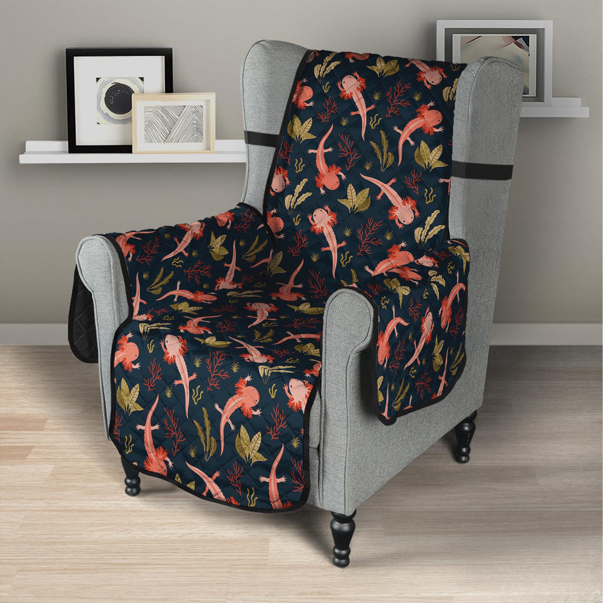 Baby Axolotl Pattern Print Armchair Protector