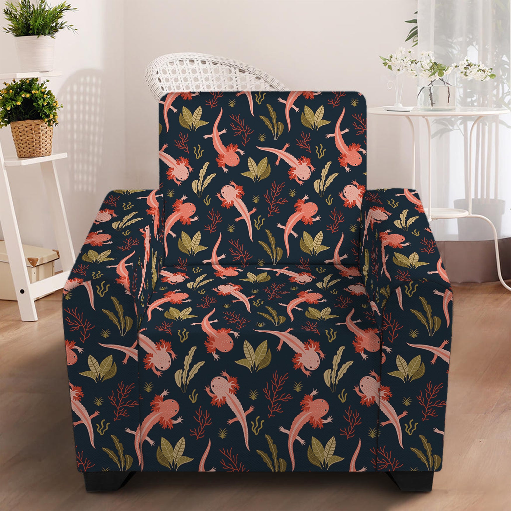 Baby Axolotl Pattern Print Armchair Slipcover