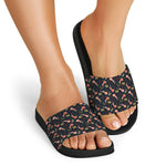 Baby Axolotl Pattern Print Black Slide Sandals