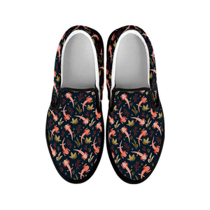 Baby Axolotl Pattern Print Black Slip On Shoes