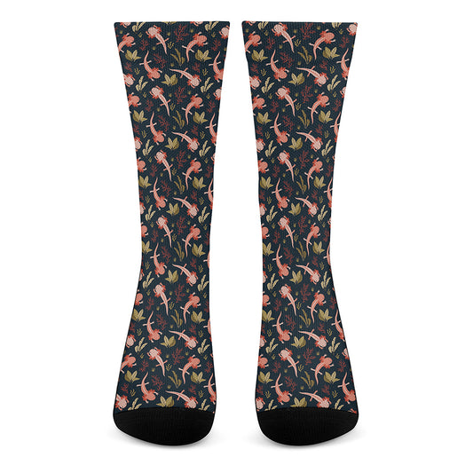 Baby Axolotl Pattern Print Crew Socks