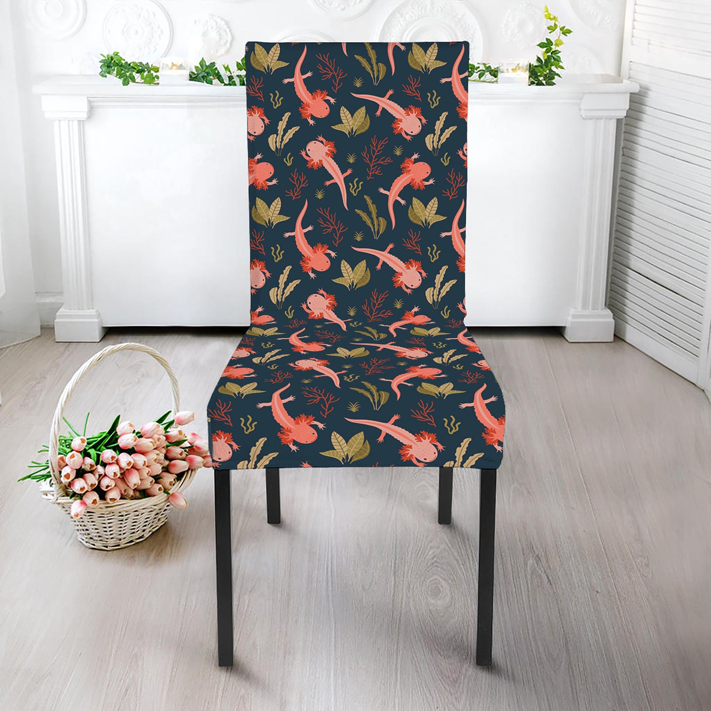 Baby Axolotl Pattern Print Dining Chair Slipcover