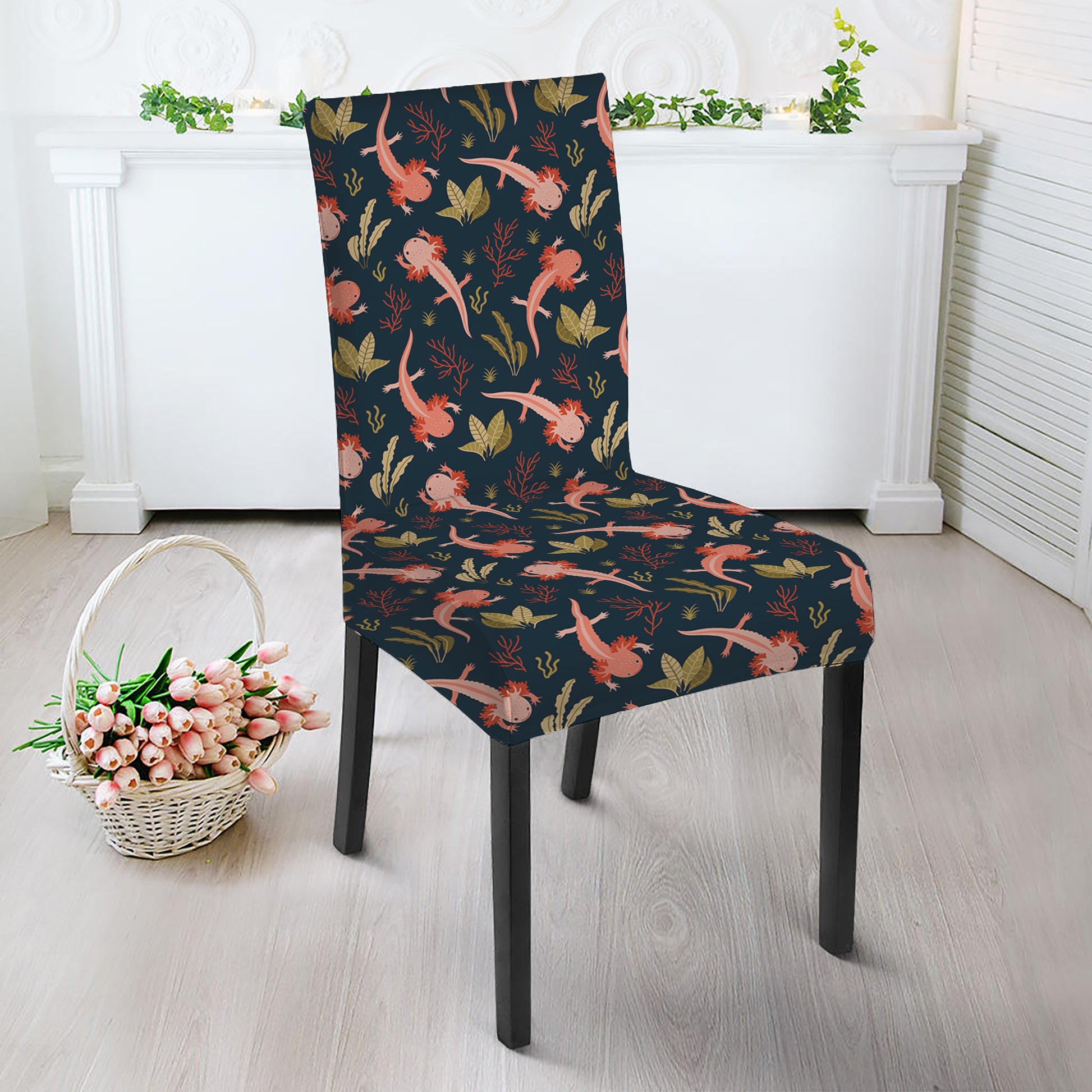 Baby Axolotl Pattern Print Dining Chair Slipcover