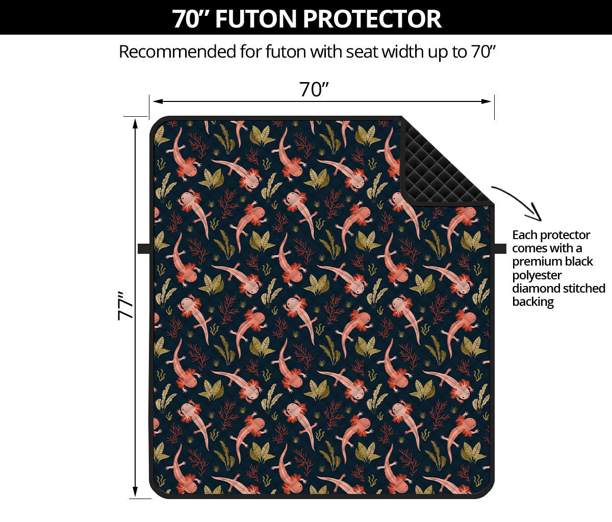 Baby Axolotl Pattern Print Futon Protector