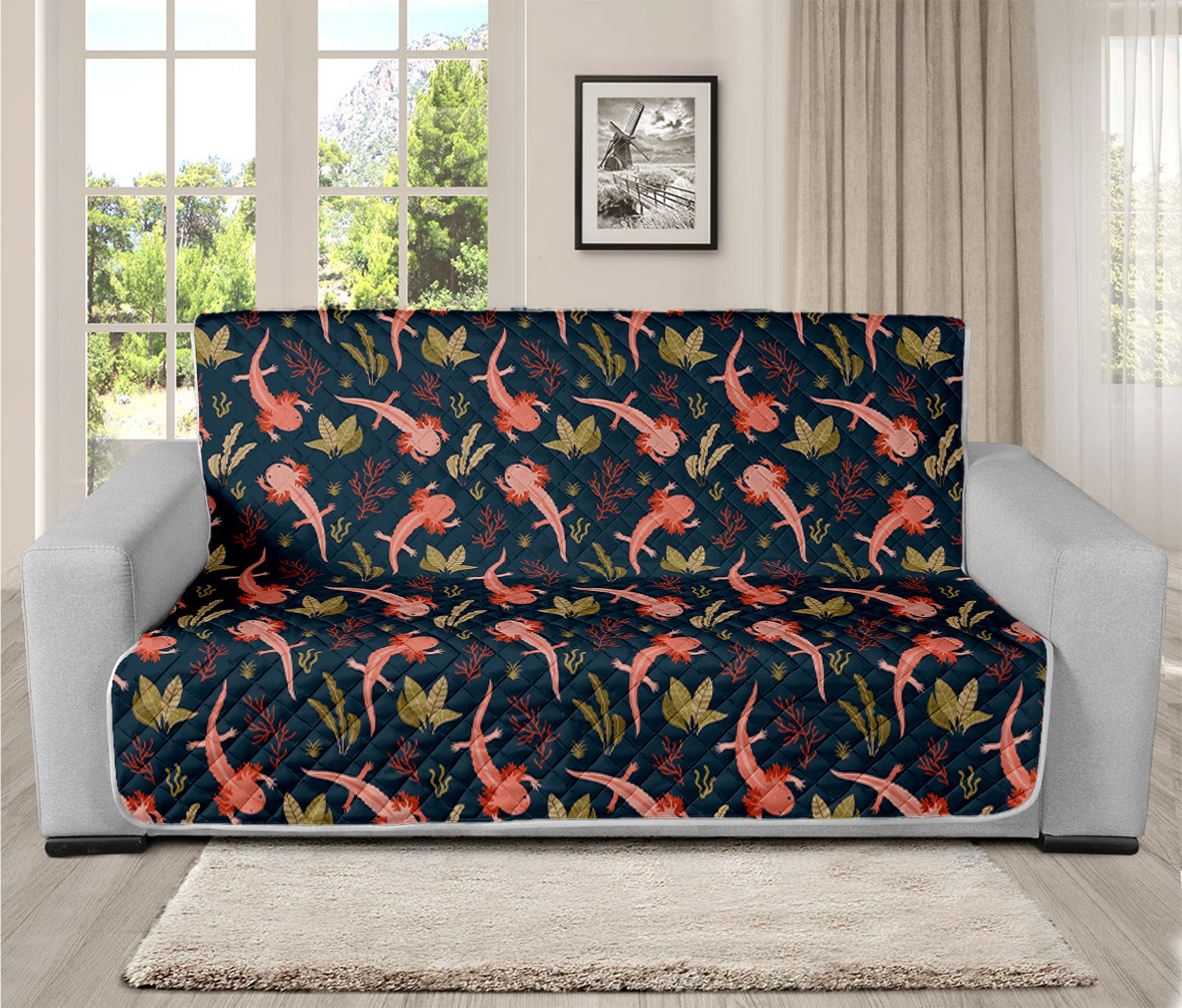 Baby Axolotl Pattern Print Futon Protector